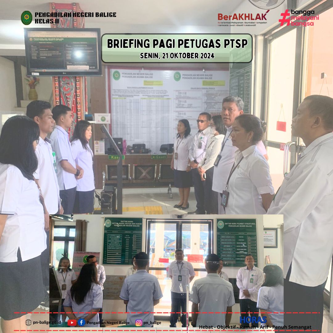 KEGIATAN BRIEFING PAGI PETUGAS PTSP 